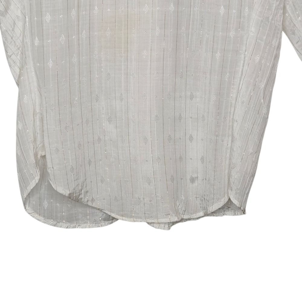 VTG 80s Panhandle Slim Womens Western Shirt Sz 12 White Lace Gold Trim Prairie - Picture 4 of 16